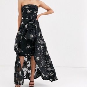 Bariano Black & Gold High Low Dress